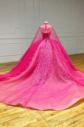 Vintage Ball Gown Sweetheart Pink Lace Appliques Tulle Long Quinceanera Dresses